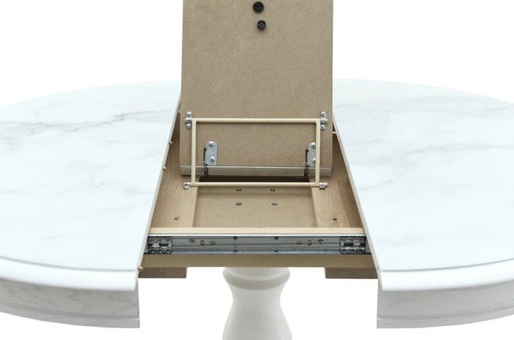 Кухонный раскладной стол Фабрицио-1 Glass, Круг 1000, фотопечать (Мрамор 4) в Элисте - изображение 8