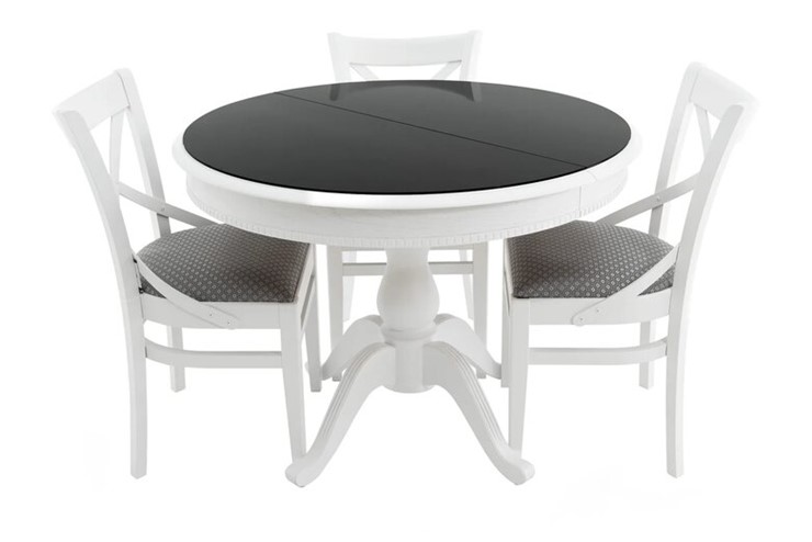 Стол раздвижной Фабрицио-1 Glass, Круг 1000, (Тон 9 - Эмаль белая + Чёрное) в Элисте - изображение 6