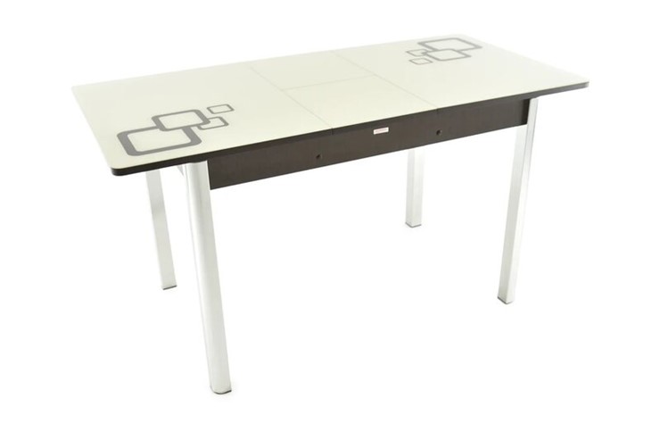 Кухонный стол раздвижной Гамбург исп. 1, Опоры Хром, рисунок (Молочное, Коричневый) в Элисте - изображение 2