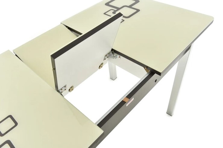 Кухонный стол раздвижной Гамбург исп. 1, Опоры Хром, рисунок (Молочное, Коричневый) в Элисте - изображение 11