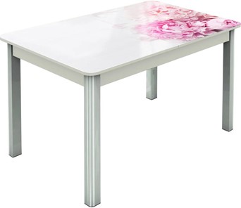 Кухонный стол раскладной Гамбург исп. Мини, ноги метал. крашеные №23, Фотопечать (Цветы №49) в Элисте