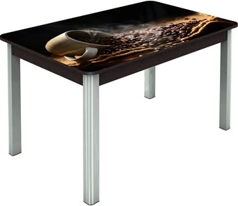Кухонный стол раздвижной Гамбург исп. Мини, ноги метал. крашеные №23, Фотопечать (Кофе №9) в Элисте
