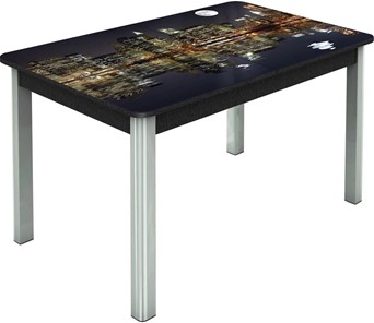 Кухонный стол раскладной Гамбург исп.1 ноги метал. крашеные №23, Фотопечать (Города №8) в Элисте