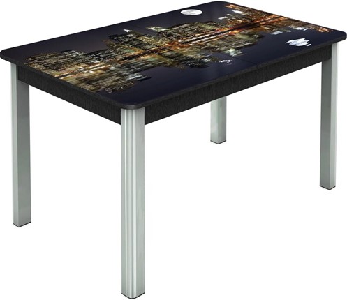 Кухонный стол раскладной Гамбург исп.1 ноги метал. крашеные №23, Фотопечать (Города №8) в Элисте - изображение