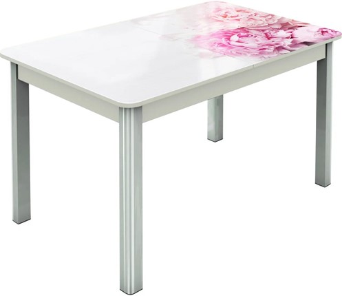 Раздвижной стол Гамбург исп.2 ноги метал. крашеные №23, Фотопечать (Цветы №49) в Элисте - изображение