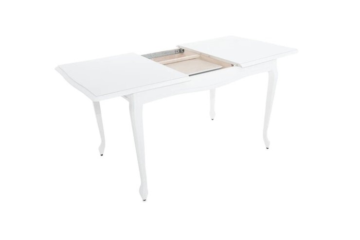 Кухонный стол раскладной Кабриоль GLASS 1200х800, (Тон 9 - Эмаль белая + Белое стекло) в Элисте - изображение 2