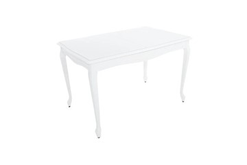 Кухонный стол раскладной Кабриоль GLASS 1200х800, (Тон 9 - Эмаль белая + Белое стекло) в Элисте