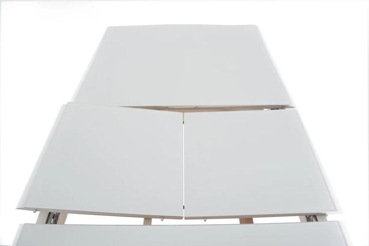 Кухонный стол раскладной Кабриоль GLASS 1200х800, (Тон 9 - Эмаль белая + Белое стекло) в Элисте - изображение 4