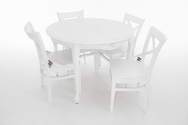 Обеденный раздвижной стол Кабриоль исп. Круг 1050, тон 12 Покраска + патина с прорисовкой (на столешнице) в Элисте - изображение 6