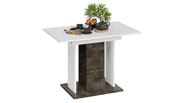 Кухонный стол раздвижной Кёльн тип 1 (Ателье темный, Белый, Стекло Белый глянец) в Элисте - изображение