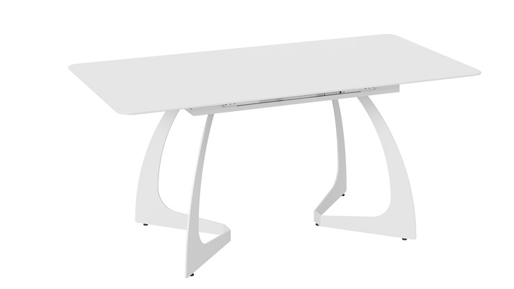 Кухонный стол раскладной Конкорд Тип 2 (Белый муар/Стекло матовое белое) в Элисте - изображение 3