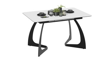 Кухонный стол раздвижной Конкорд Тип 2 (Черный муар/Стекло матовое белое) в Элисте - предосмотр