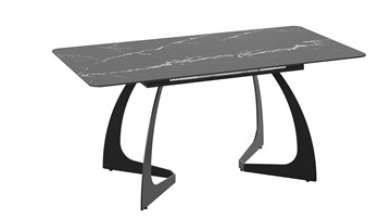 Раздвижной стол Конкорд Тип 2 (Черный муар/Стекло матовое черный мрамор) в Элисте - предосмотр 3