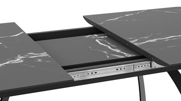 Раздвижной стол Конкорд Тип 2 (Черный муар/Стекло матовое черный мрамор) в Элисте - предосмотр 4
