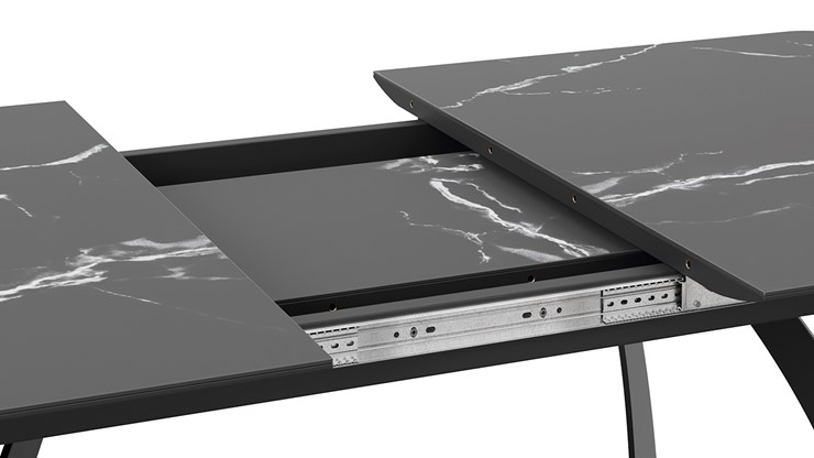 Раздвижной стол Конкорд Тип 2 (Черный муар/Стекло матовое черный мрамор) в Элисте - изображение 4