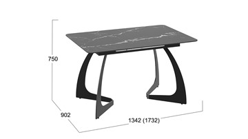 Раздвижной стол Конкорд Тип 2 (Черный муар/Стекло матовое черный мрамор) в Элисте - предосмотр 7
