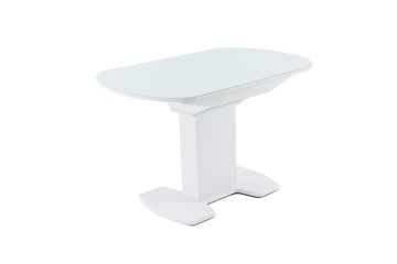 Кухонный раздвижной стол Корсика исп. 1 (Стекло Белое, Opti) 1100(1415)*700 в Элисте