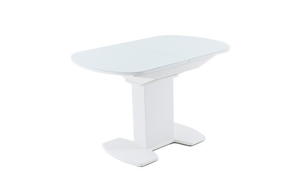 Кухонный раздвижной стол Корсика исп. 1 (Стекло Белое, Opti) 1100(1415)*700 в Элисте - изображение
