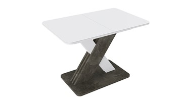 Кухонный стол раздвижной Люксембург тип 1 (Белый/Ателье темный/Стекло белое матовое) в Элисте - предосмотр