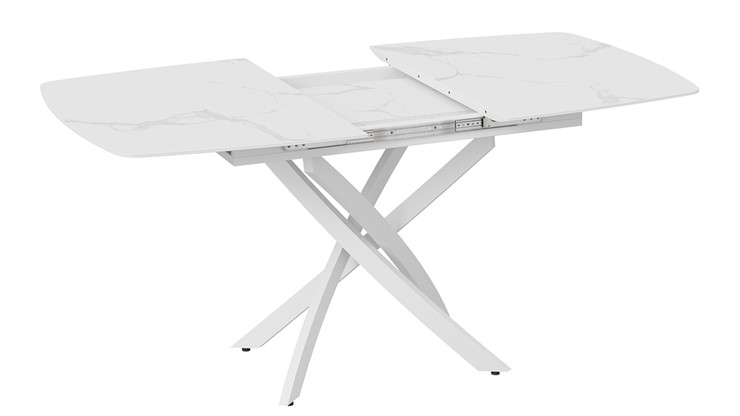 Кухонный стол раздвижной Манхеттен Т1 (Белый муар/Стекло матовое белый мрамор) в Элисте - изображение 3