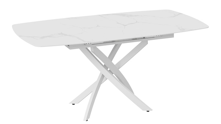 Кухонный стол раздвижной Манхеттен Т1 (Белый муар/Стекло матовое белый мрамор) в Элисте - изображение 5