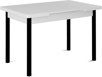 Стол раздвижной Милан-1 EVO, ноги металлические черные, белый цемент в Элисте