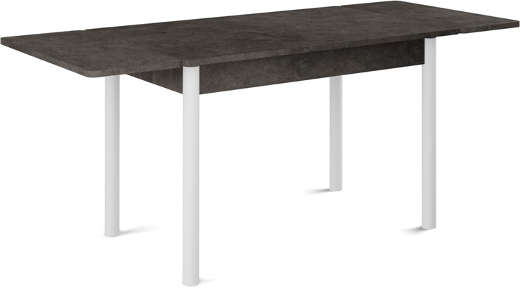 Кухонный стол раздвижной Милан-2 EVO, ноги белые, серый камень в Элисте - изображение 1