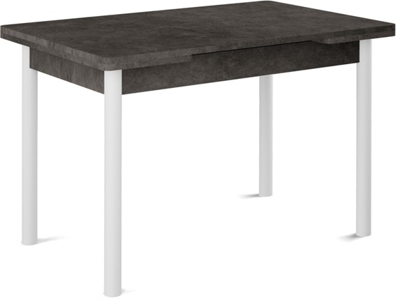 Кухонный стол раздвижной Милан-2 EVO, ноги белые, серый камень в Элисте - изображение