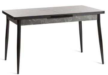 Кухонный раскладной стол MOLLY (mod. 1171) ЛДСП+меламин/металл, 120+38х80х78, чёрный мрамор/чёрный в Элисте - предосмотр