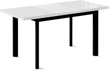 Обеденный раздвижной стол Нагано-2G (ноги черные, стекло cristal/белый цемент) в Элисте - предосмотр 1