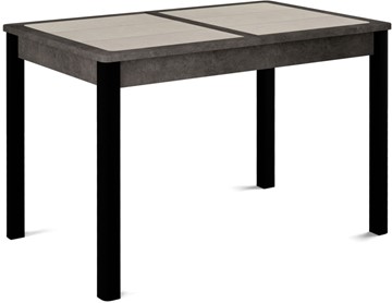 Кухонный стол раскладной Ницца-1 ПЛ (ноги черные, плитка бежевая/серый камень) в Элисте - предосмотр