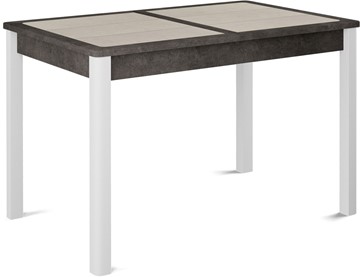 Кухонный стол раскладной Ницца-2 ПЛ (ноги белые, плитка бежевая/серый камень) в Элисте - предосмотр