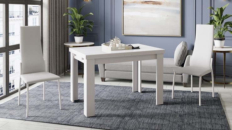 Кухонный стол раскладной Норман тип 1, цвет Белый/Стекло белый глянец в Элисте - изображение 3