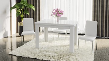 Кухонный стол раскладной Норман тип 1, цвет Белый/Стекло белый глянец в Элисте - предосмотр 4