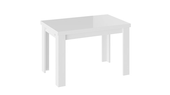 Кухонный стол раскладной Норман тип 1, цвет Белый/Стекло белый глянец в Элисте - изображение