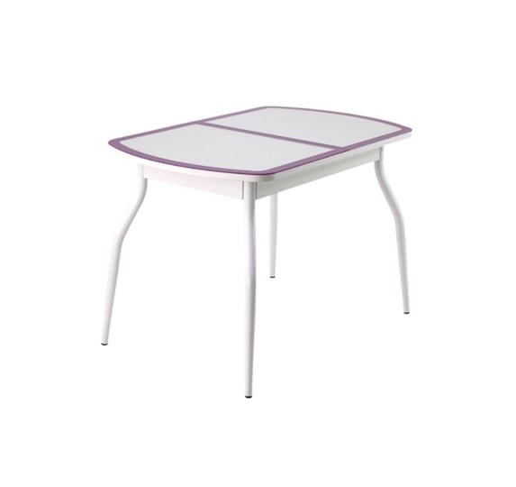 Обеденный раздвижной стол ПГ-01 СТК, белый/фиолетовый/крокодил белый/белый в Элисте - изображение 1