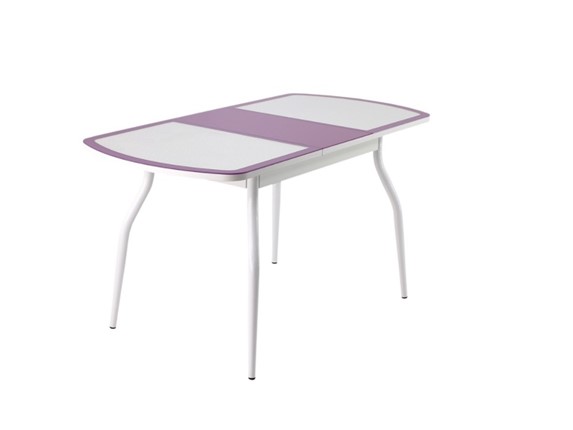 Обеденный раздвижной стол ПГ-01 СТК, белый/фиолетовый/крокодил белый/белый в Элисте - изображение