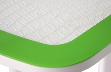 Обеденный раздвижной стол ПГ-01 СТК, белый/зеленый/крокодил белый/белый в Элисте - предосмотр 1