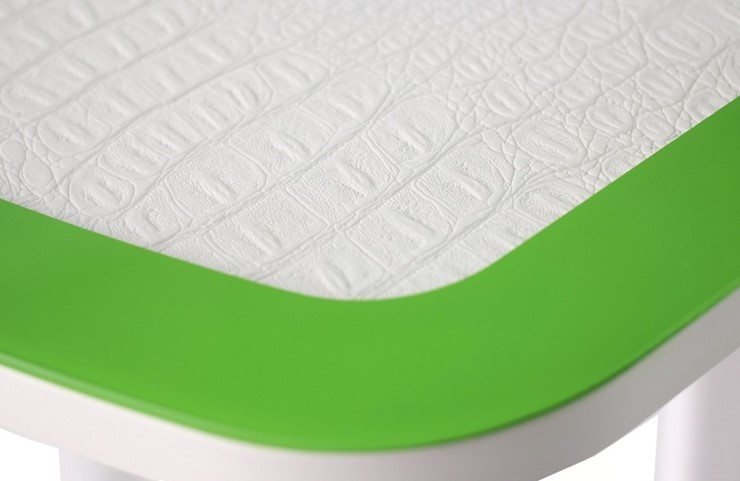 Обеденный раздвижной стол ПГ-01 СТК, белый/зеленый/крокодил белый/белый в Элисте - изображение 1