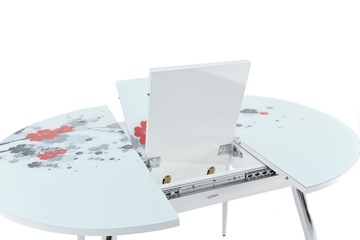 Кухонный стол раскладной Ривьера - Круг, ноги метал. крашеные №24, ФП (Цветы №11) в Элисте - предосмотр 3