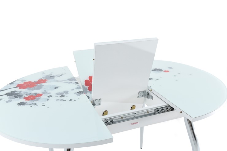 Кухонный стол раскладной Ривьера - Круг, ноги метал. крашеные №24, ФП (Цветы №11) в Элисте - изображение 3