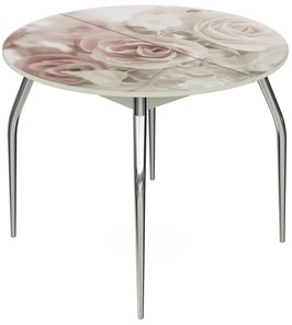 Раздвижной стол Ривьера - Круг, ноги метал. крашеные №24, ФП (Цветы №41) в Элисте
