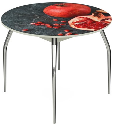 Кухонный раздвижной стол Ривьера - Круг, ноги метал. крашеные №24, ФП (Фрукты №31) в Элисте - изображение