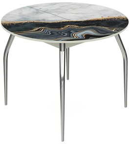 Кухонный раздвижной стол Ривьера - Круг, ноги метал. крашеные №24, ФП (Мрамор №34) в Элисте