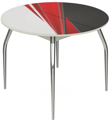 Кухонный раздвижной стол Ривьера - Круг, ноги метал. крашеные №24, ФП (Текстура №46) в Элисте - изображение