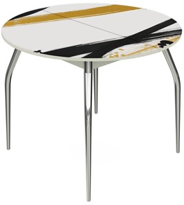 Раздвижной стол Ривьера - Круг, ноги метал. крашеные №24, ФП (Текстура №77) в Элисте
