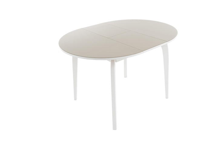 Кухонный стол раздвижной Ривьера исп. круг хром №5 (стекло белое/белый) в Элисте - изображение 2