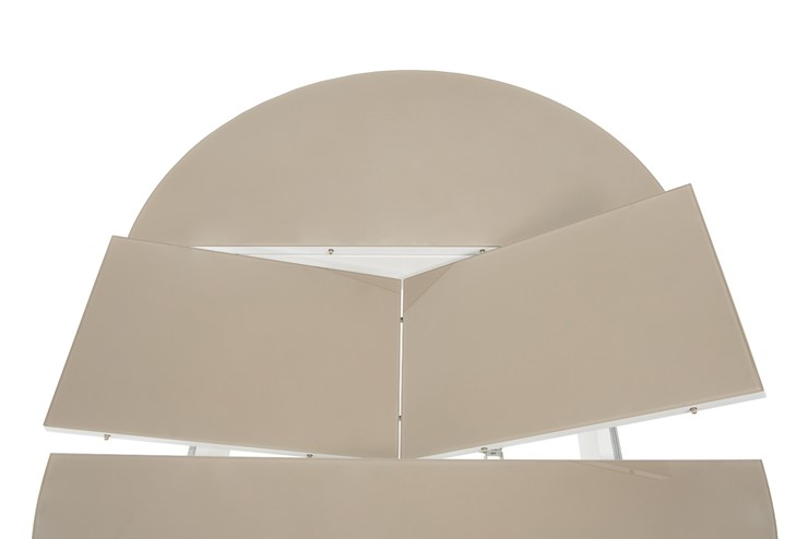 Кухонный стол раздвижной Ривьера исп. круг хром №5 (стекло белое/белый) в Элисте - изображение 4