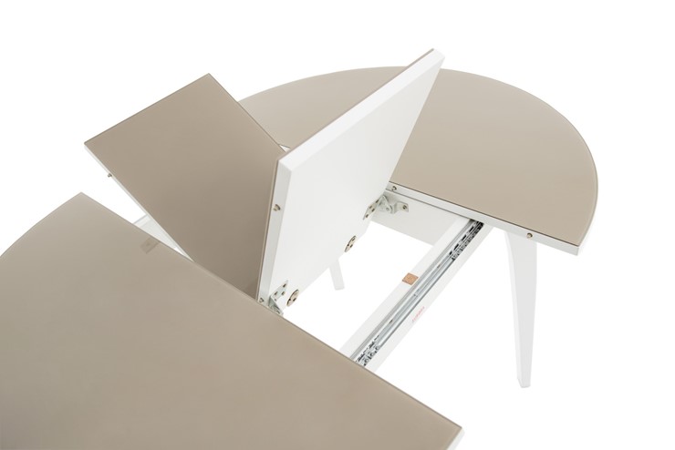 Кухонный стол раздвижной Ривьера исп. круг хром №5 (стекло белое/белый) в Элисте - изображение 5
