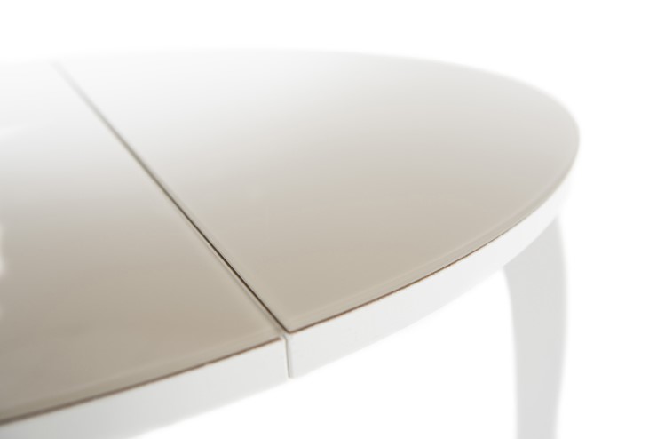 Кухонный стол раздвижной Ривьера исп. круг хром №5 (стекло белое/белый) в Элисте - изображение 6